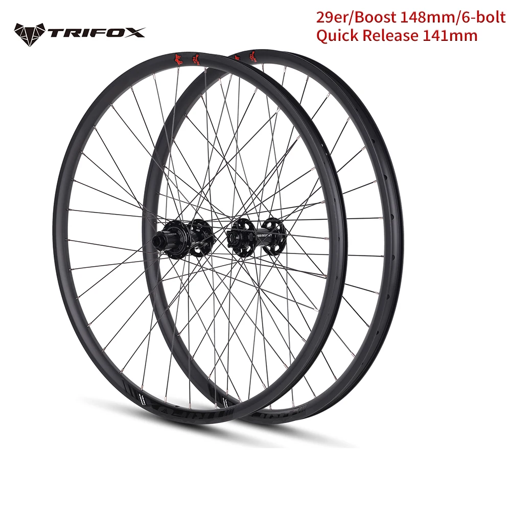 

TRIFOX MTB Bike Wheelset 29er 32Holes Disc Brake Alloy MTB Bicycle AM Enduro DH Wheelset 148 Boost Thru Axle 141mm Quick Release