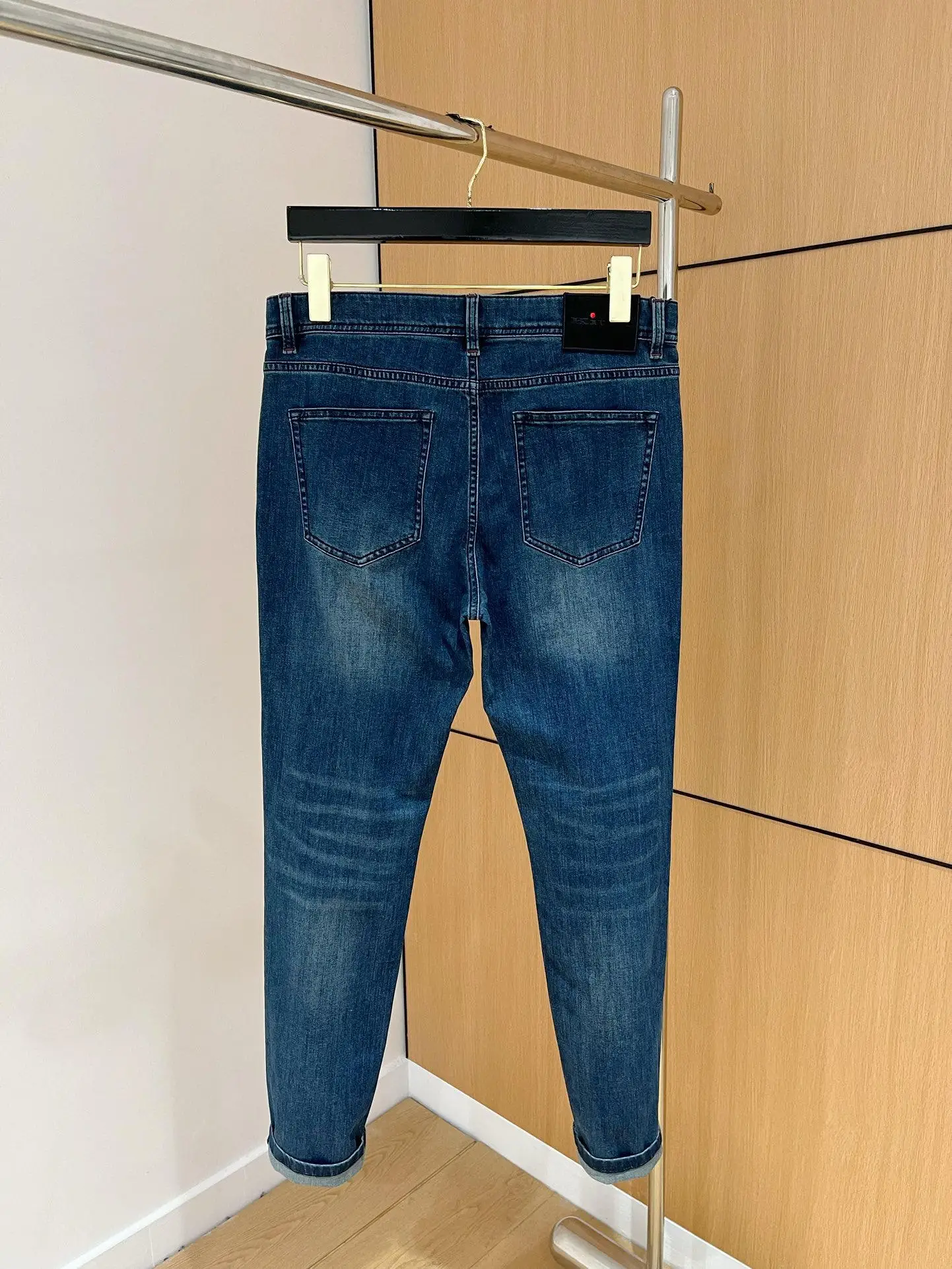 Jeans Kasual Pria Kaki Kecil Ramping Serbaguna Modis Warna Polos Kiton Italia Baru Musim Semi dan Musim Panas 25 25