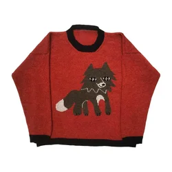 Y2K Fox Print Sweater Cute Clothing Knit Vintage Winter Men Women Sweater Harajuku Unisex Casual Style