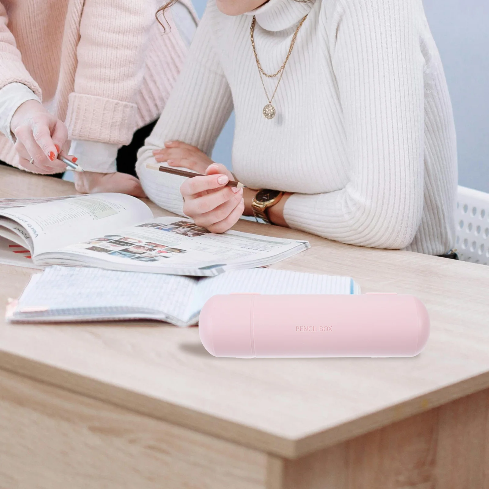 

Double Layer Pencil Case Boxes for School Students Storage Portable College Container Plastic