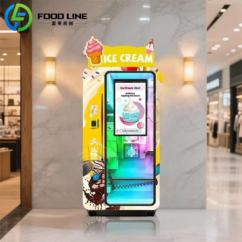 

Custom Automatic Soft Ice Cream Vending Machine Robotic Outdoor Self Service Equipment For Business With User Friendly Interface
