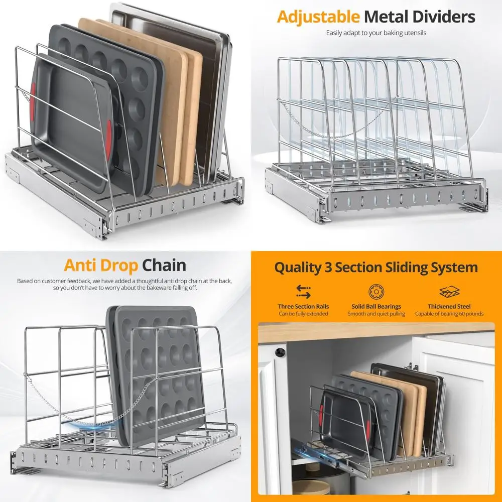 

Stainless Steel Slide-Out Rack for Cutting Boards, Cookie Sheets & Baking Trays (12.9 x 16.5)