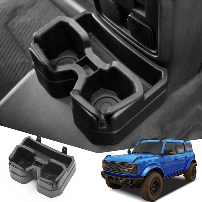 Rear Dual Cup Holder Compatible for Ford Bronco Accessories 2021 2022 2023, Expander Removable