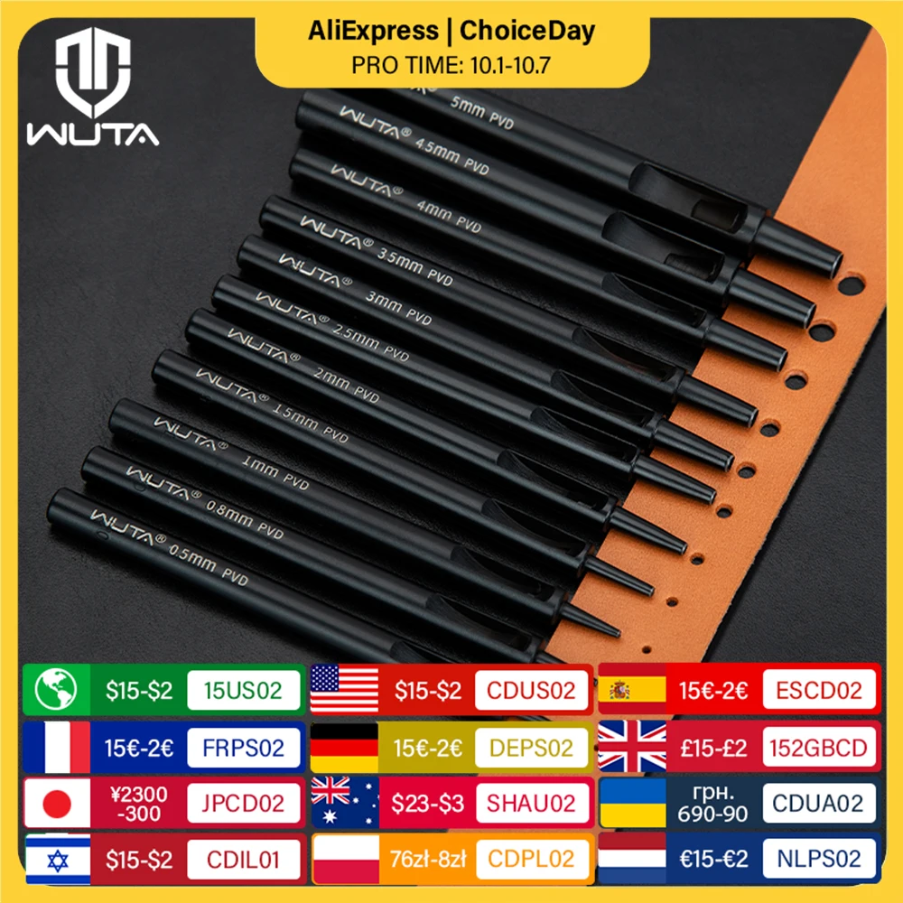 

WUTA 1PC Leather Punching Tool Round Hole Hollow Puncher Black Titanium Plated Anti-rust DIY Craft Tool for Belt,Watch Band