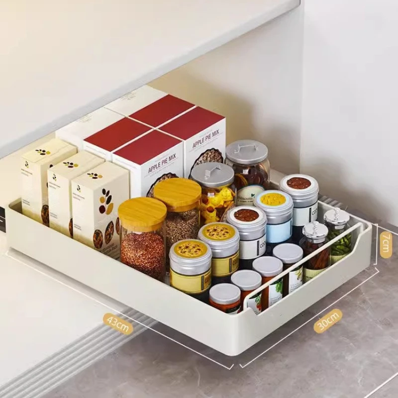 Cabinet Inner Drawer Organizer,Pull Out Basket Storage,Kitchen Layered Rack,Deep Cabinet Accessory,Smooth Sliding Large Capacity