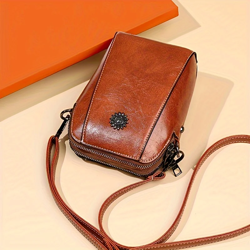 Chic Leather Crossbody Phone Bag, Compact & Stylish for Daily Use Adjustable Strap Perfect for Women Fashion Everyday Essential