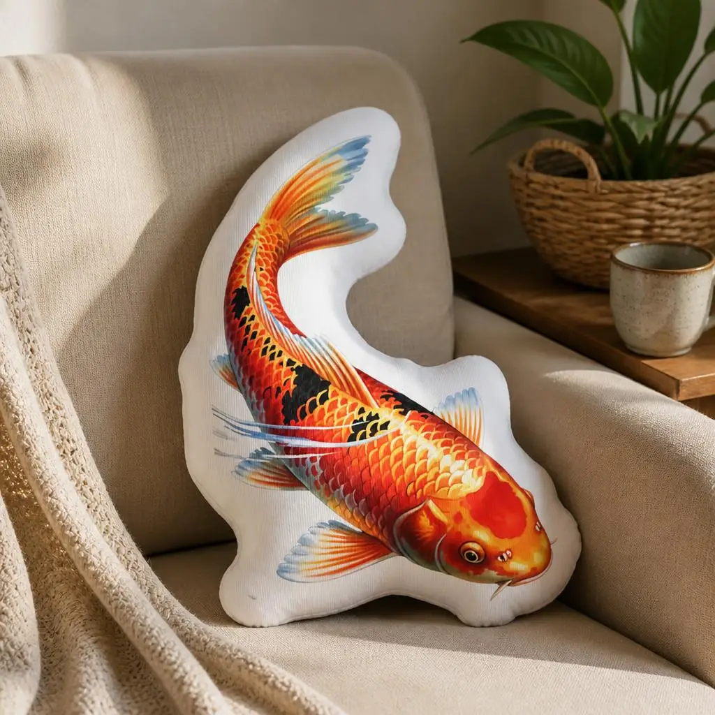 Gold Fish KOI FISH Funny Pillow Cushion Irregular Stuffed Throw Pillow Home Decor Gift Sofa Bed