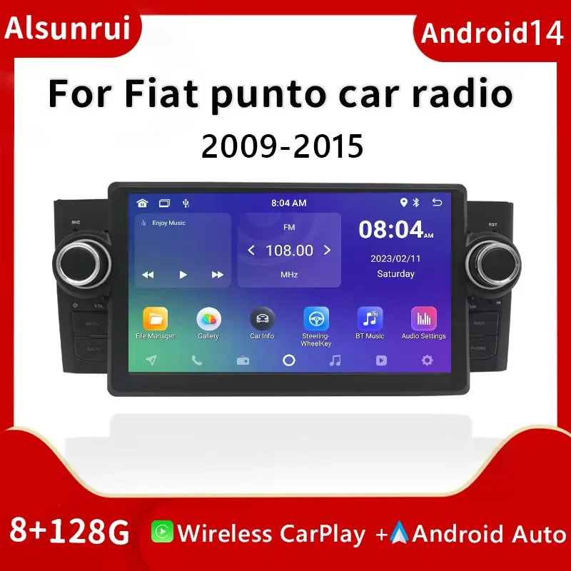 

7" Carplay Autoradio 2 din Android 14 Screen For Fiat Grande Punto Linea Multimedia Video Audio GPS Navigation Head Unit Stereo