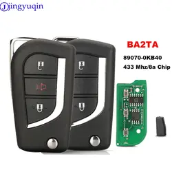 Jingyuqin-Clé télécommande p/n 89070-0KB40 FCCID: BA2TA, pour Toyota Hilux 2015 2020, puce 8A, 433 Z successifs, 2/3 boutons