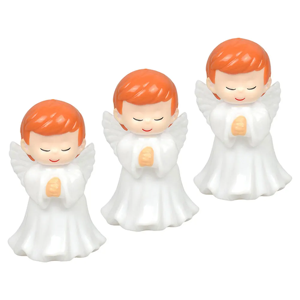 3 pezzi di angelo decorazione da giardino scultura natalizia statua da tavolo guardiano in plastica mini festa di Natale leggero e durevole