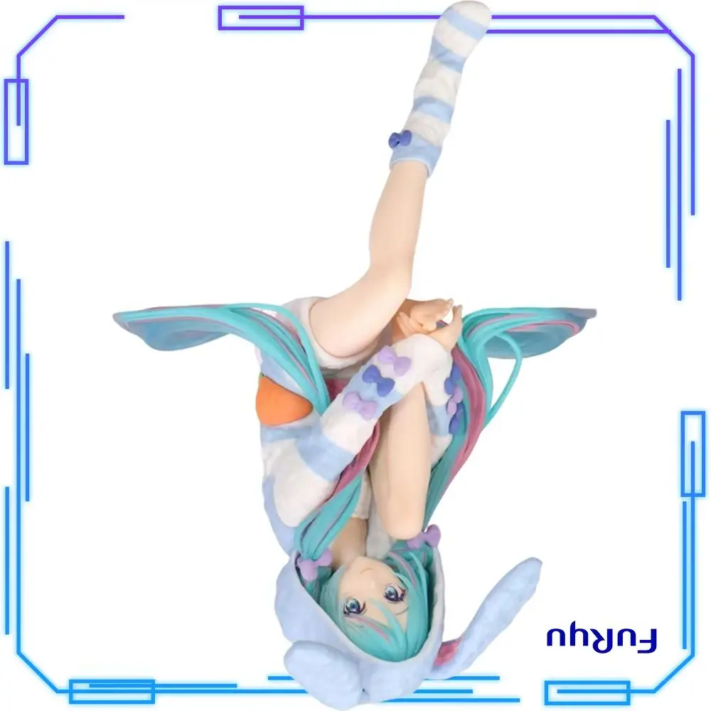 

В наличии: Оригинальная фигурка FuRyu Piapro Hatsune Miku в пижаме с кроличьими ушками, синяя версия, 14 см, модель-игрушка, фигурка-держатель для лапши
