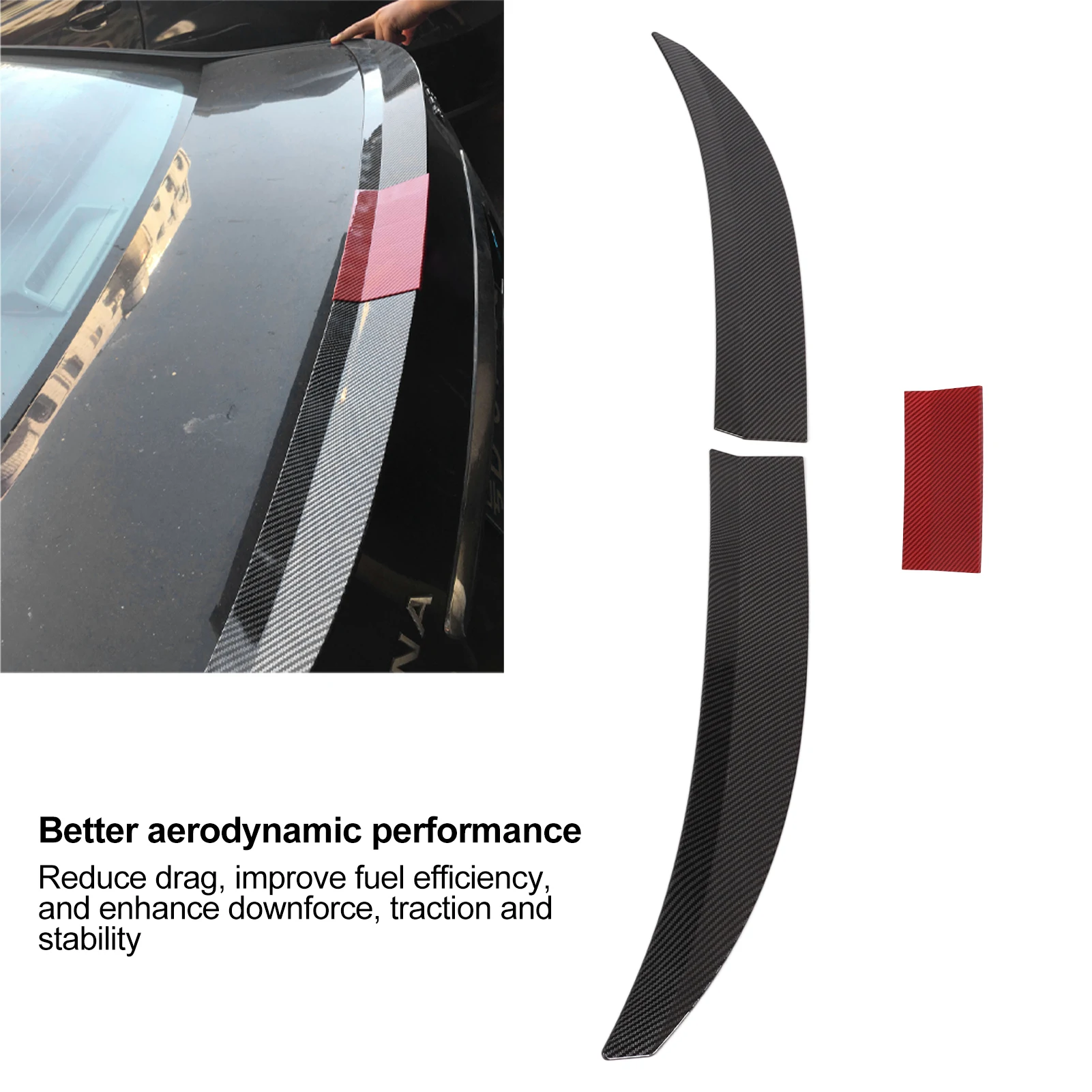 Rear Trunk Spoiler Kit ABS Adjustable Wearproof Heat Resistant Universal for Sedan Auto Exterior Trim Rear Trunk Spoiler