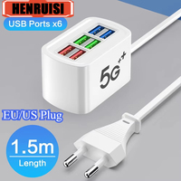 Universal Power Strip Electric Socket 6 USB Ports Multifunction Extension Cable Table Socket EU US Plug Phone Charger Adapter