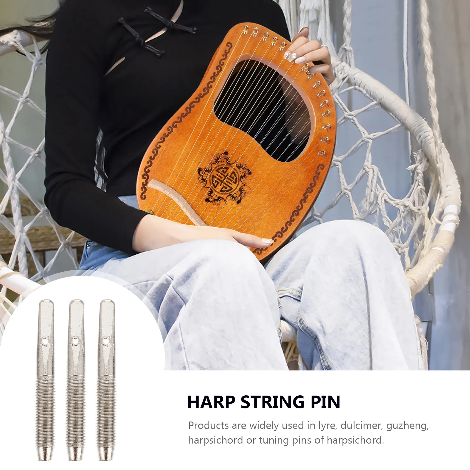 

7Pcs Harp String Pin Metal Pegs for Lyre Harp Zither Sturdy Not Easy to Break Musical Instruments String Pin for Lyre