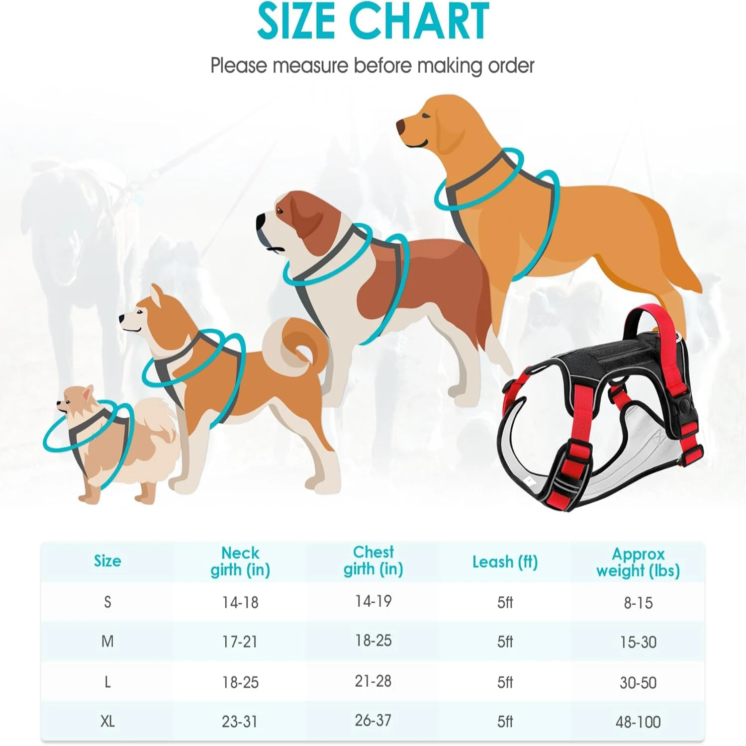 Reflective No-Choke Pet Vest Set with Easy Control Handle - Perfect for Medium, Small, Large Dogs - Heavy Duty Harness + Free Le