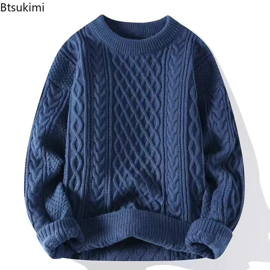 

Trendy Men's Knitted Sweaters Casual Round Neck Warm Inner Loose-fit Pullover Cozy Soft High-end Couple Sweater Coats Winter New