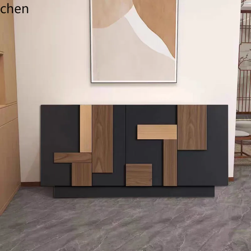 HT Lacquered Sideboard Cabinet Modern Minimalist Entryway Shoe Cabinet Solid Wood Art Storage Organizer