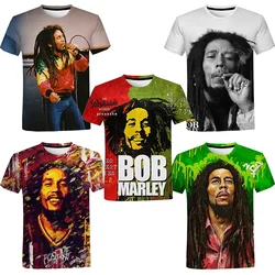 メンズ原宿3D Tシャツ,カジュアルなストリートウェア,ヒップホップ,ファッショナブル,reggae,bob marley,夏,y2k