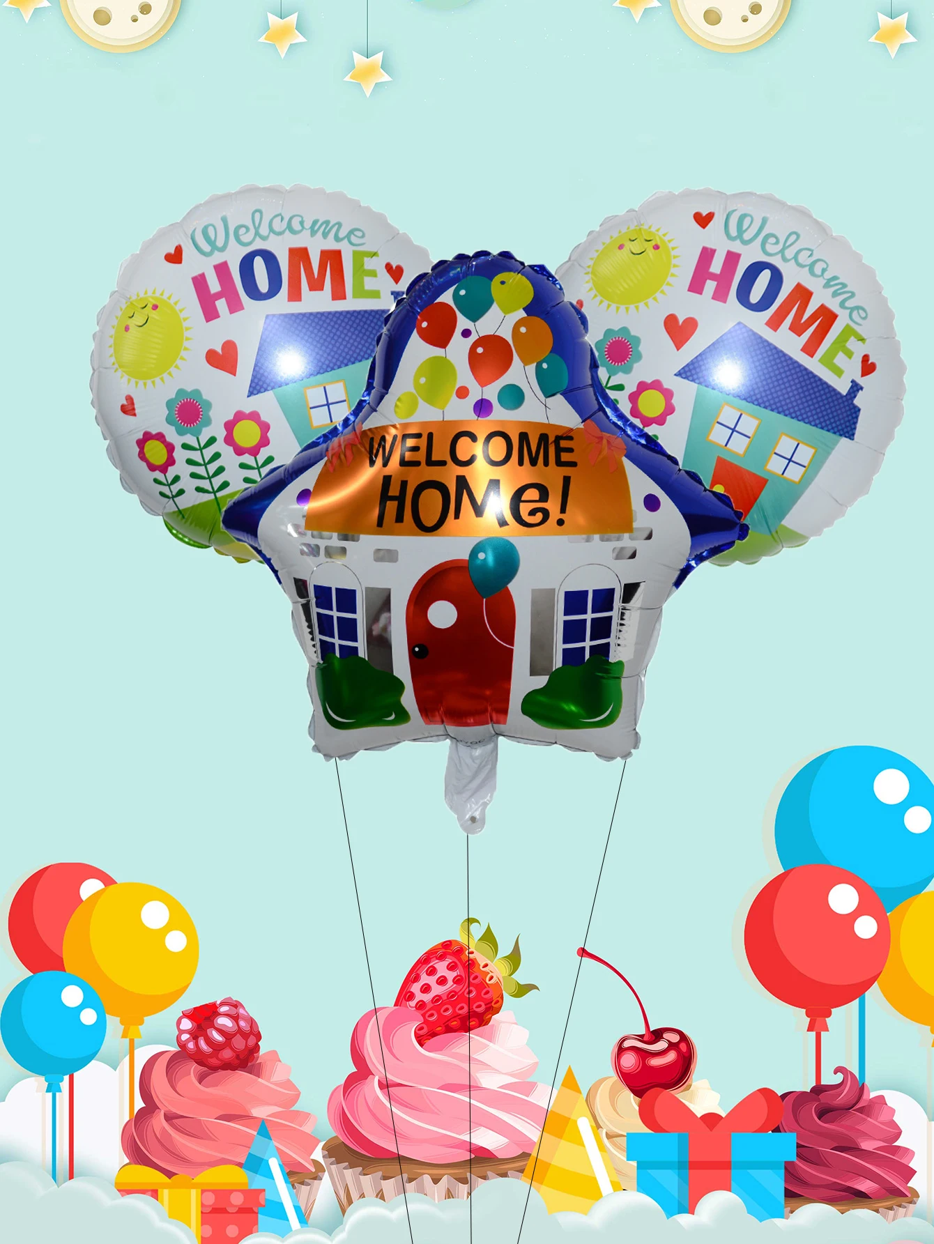 3Pcs 18 Inch Round Welcome Home Foil Balloons House Air Balloon Back To School Decorations Home Party Supplies