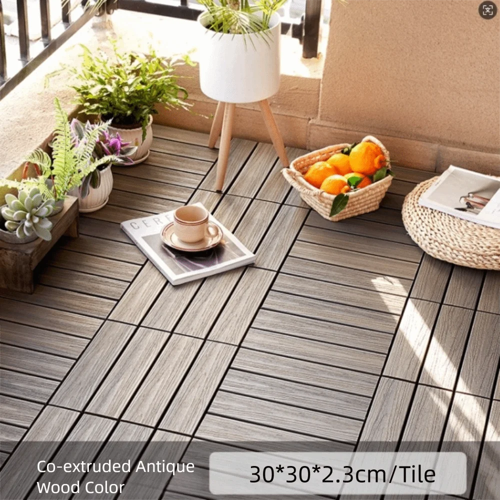 

New Waterproof Outdoor Floor Interlock Self-Paving Wooden WPC Floor DIY Installation Hardwood Patio Deck Tiles Garden
