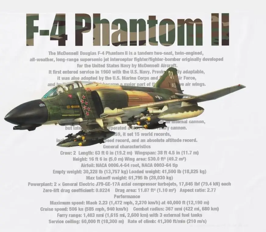 F- 4 Phantom II Fighter Jet Military T-Shirt Short Sleeve Casual 100% Cotton O-Neck Men Shirts