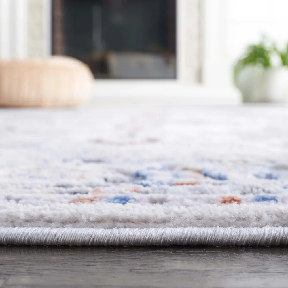 Neutral Multi Area Rug, 5 ft x 7 ft, Grey/Blue Rust