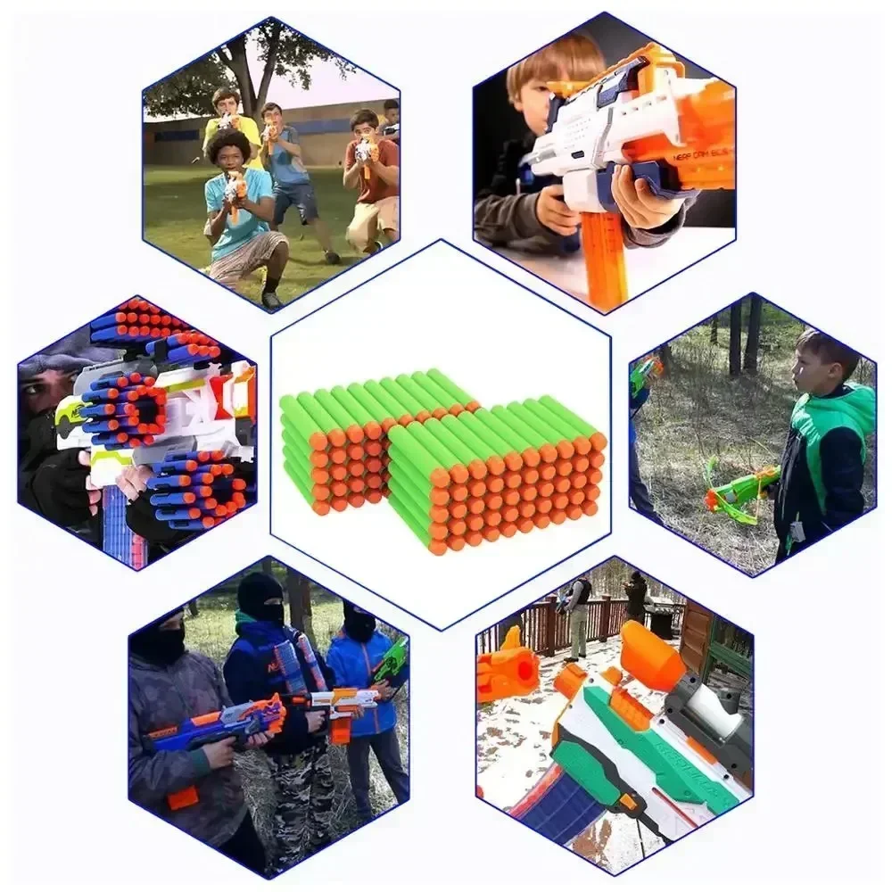 H7,2 cm 100 Uds dardos para Nerf cabeza de agujero hueco suave 7,2 cm recarga dardos pistola de juguete balas para la serie Nerf chico regalo para niños