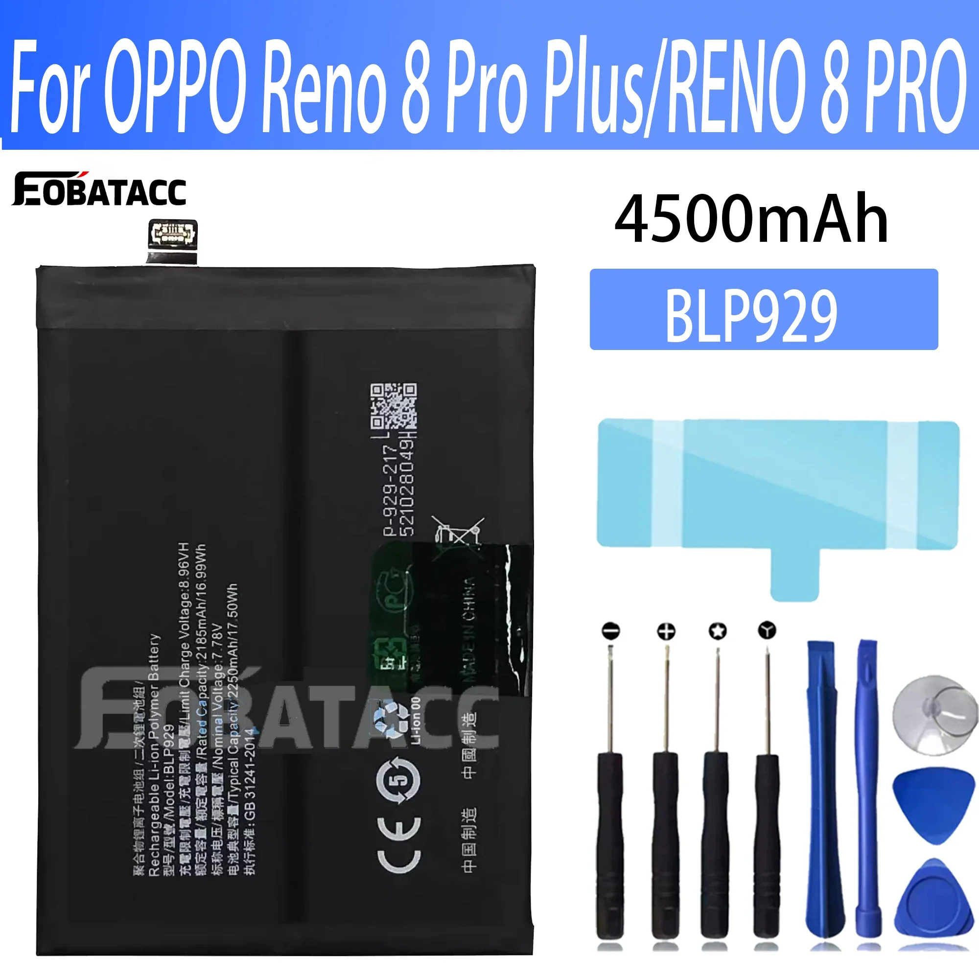 

100% New Original Battery BLP929 For OPPO RENO 8 PRO Battery + Free Tools