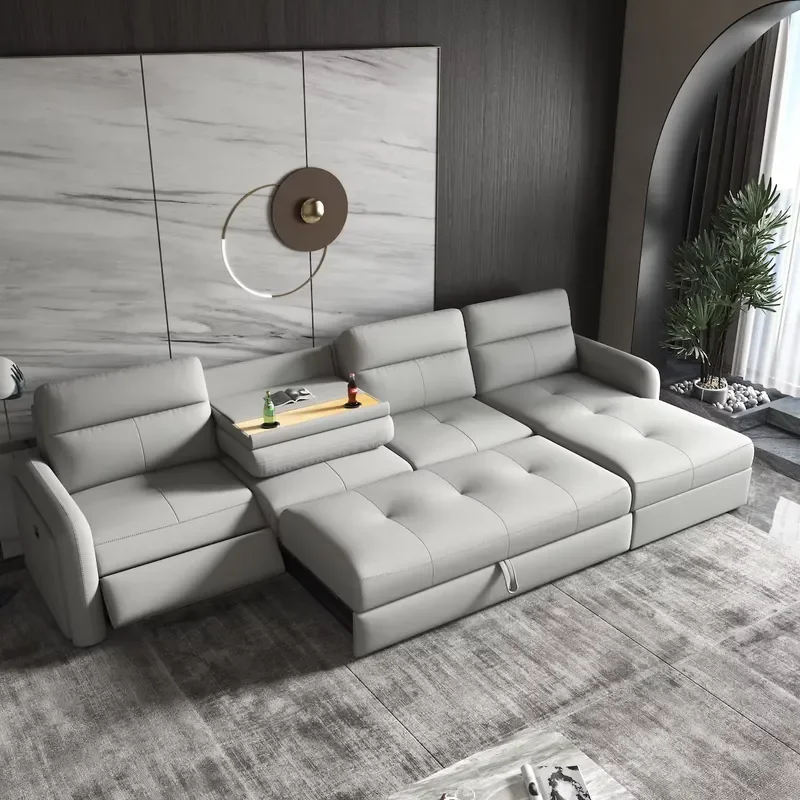Italian High-end Modern Custom Fabric Multi-functional Ergonomic Eco-Friendly L-shaped Living Room Sofa Storage Recliner