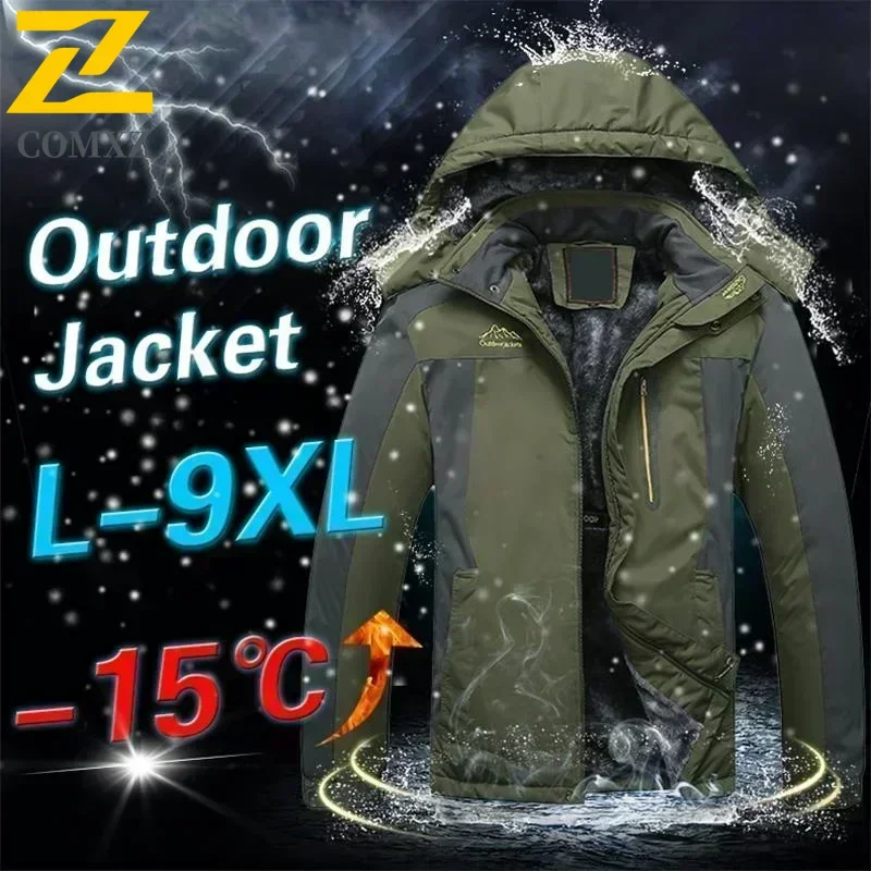 

COMXZ Performance Coat For Men Featuring Triple Protection Technology Winter Parka Heavy Wool Build Waterproof Hooded Jacket