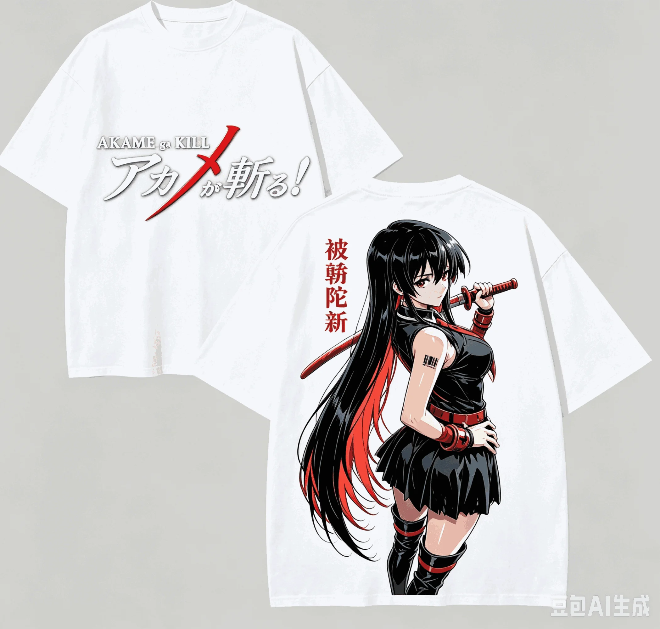 Camiseta de algodón oversize con estampado de anime japonés de Akame Ga Kill, diseño de chica con katana, para fans de Otaku, verano 2026