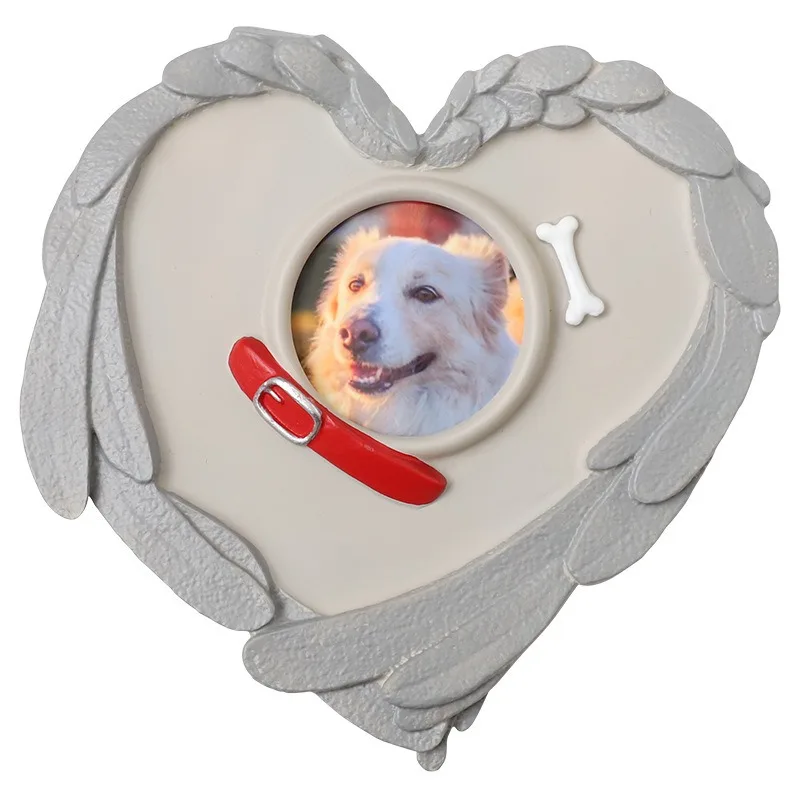

Angel dog resin pet cat dog tombstone commemorative stone outdoor garden animal photo frame decoration