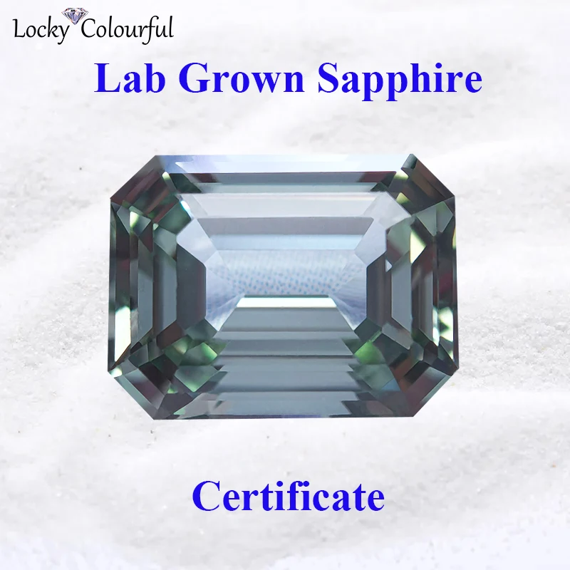 

Lab Grown Sapphire Green Color Emerald Cut VVS1 Charms Beads for DIY Jewelry Making Bracelet Material Selectable AGL Certificate