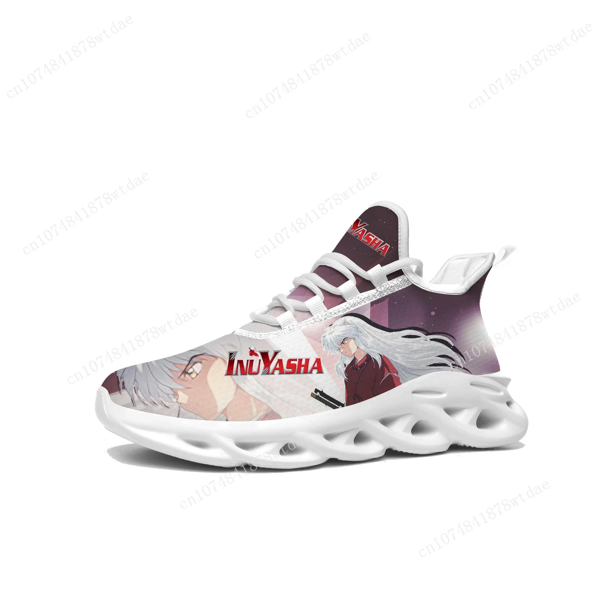 Inuyasha Flats Sneakers Men Women Teenager Sports Running Shoes High Quality Japanese Anime Cartoon Custom Lace Up Mesh Footwear