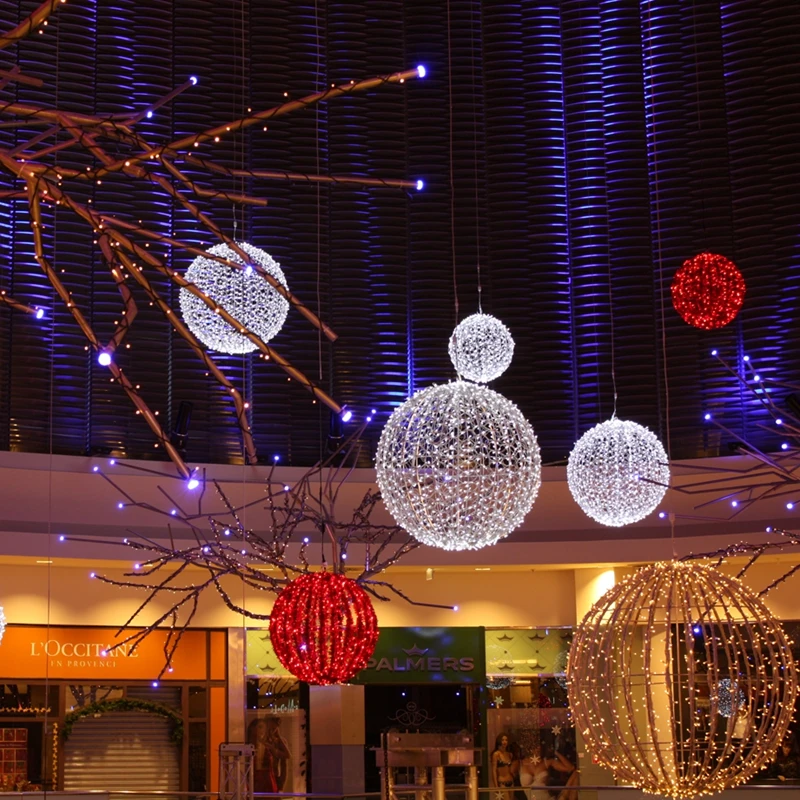 Custom. outdoor decoration 3D motif hanging LED ball sphere light