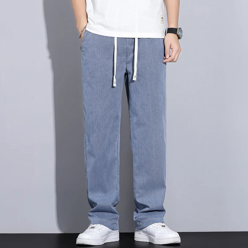 

Mens Lyocell Loose Straight Wide Leg Casual Pants 2025 Summer Autumn Thin Fashionable Versatile Daily Trousers Plus Size 5XL