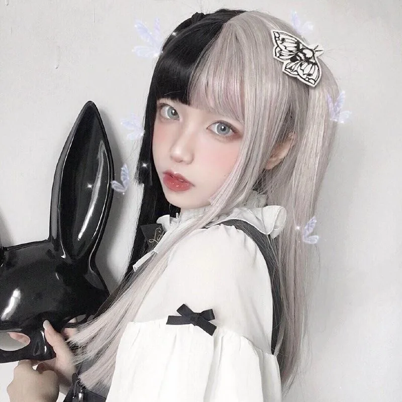 Princesa corte franja peruca cosplay feminina, cabelos longos e lisos, novo cabelo japonês Ji, peruca fina respirável Lolita, cabelo longo JK