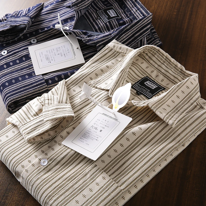 

Мужская винтажная вельветовая рубашка-куртка премиум-класса с полосками, длинным рукавом, свободного кроя, с воротником-стойкой, для осеннего сезона