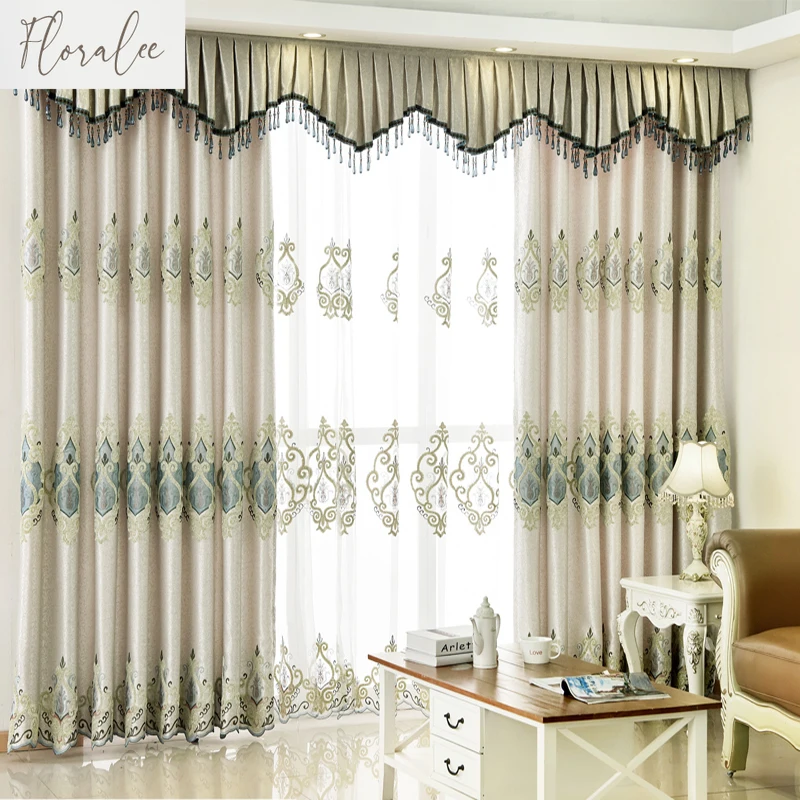 

European Luxury Curtains Blackout Nordic Simple Curtains for Bedroom Living Room Embroidered Fabric Window Screen Custom