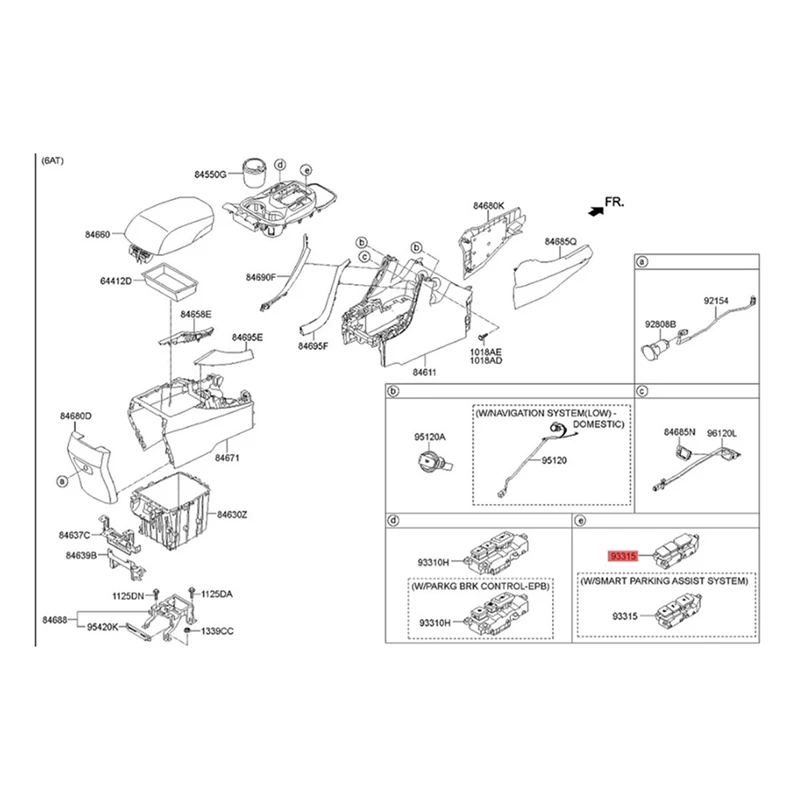 93315-2W325 Right Indicator Switch Assembly Electronic Handbrake Switch Seat Ventilated Heating Button For Santa Fe Seat Parts