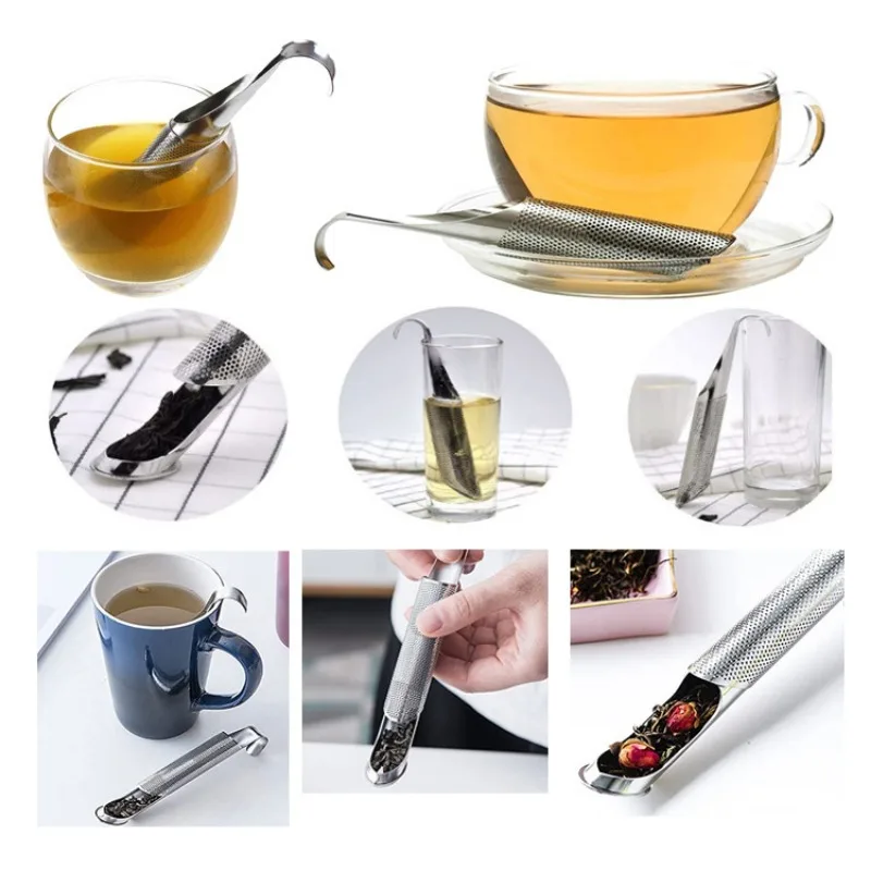 1pcs Stainless Steel Tea Filter Set Hanging Pipe Shaped Handle Tea Maker Tea Filter Bent Pipe Tea Maker Hanging Ear Tea Maker