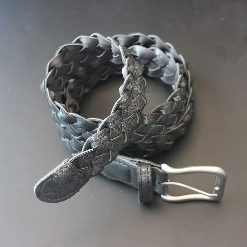 ‌Handmade Braided Waistband - Vintage Leather Belt for Men & Women, Adjustable Waistband for Pants (Boho Style)