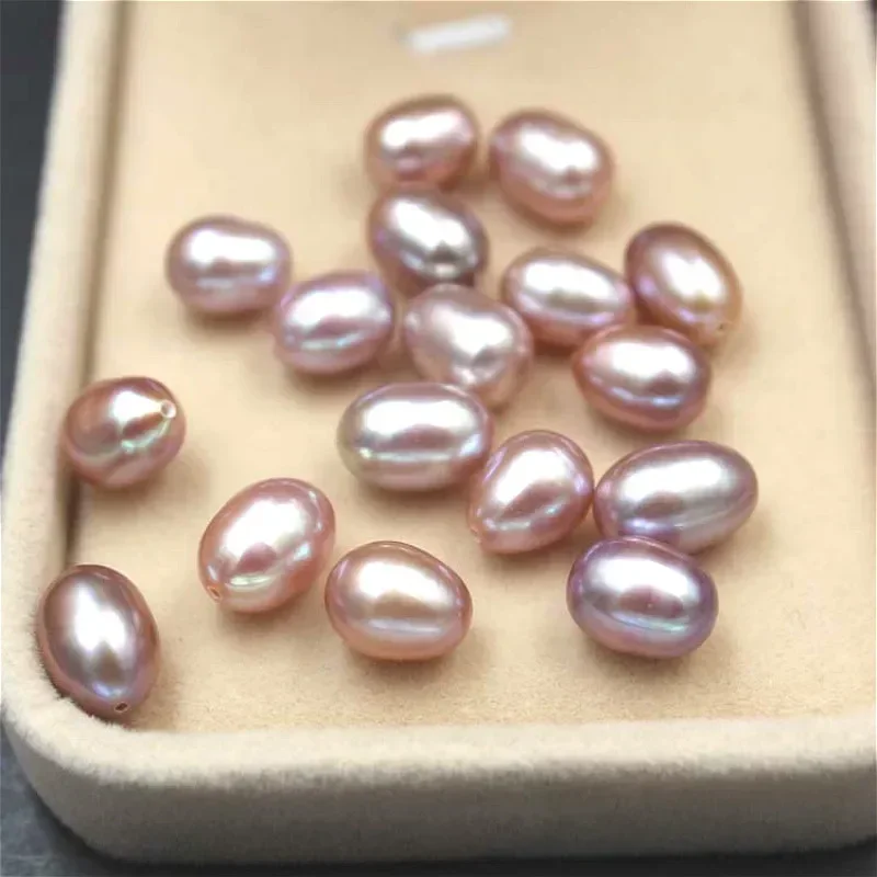 2pcs/bag Natural Freshwater Pearl Loose Pearl Highlight Half-hole Rice-shaped Pearl Earrings DIY Earrings Necklace Accessories