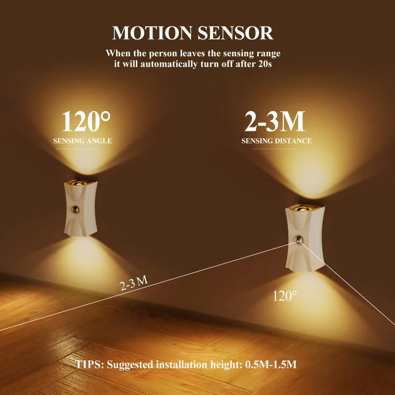 

Wireless Wall Lamp Free Wiring Free Punching Bedside Reading Living Room Background Wall Atmosphere Staircase Sensor Light Led