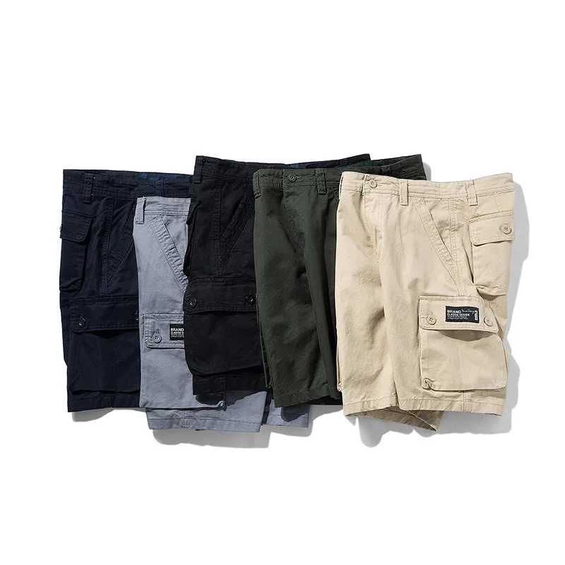 

New Fashion Men Pure Cotton Casual Cargo Shorts Multi-pockets Loose Tooling Shorts Quality Male Knee Length Shorts Pants Size 38