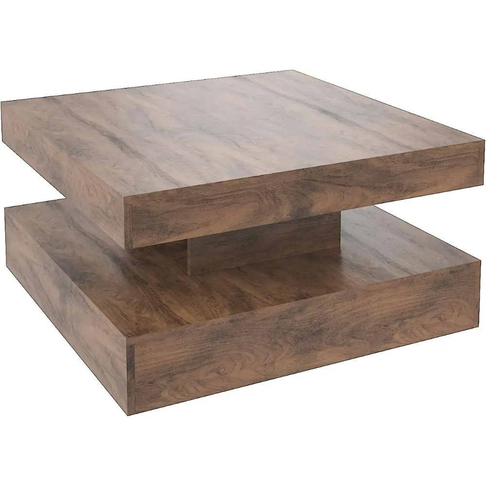 Nowoczesny stolik kawowy do salonu, dwupoziomowy kwadratowy stolik centralny o współczesnym designie, stylowe meble do salonu