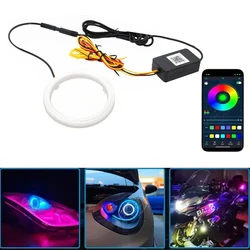 RGB 코튼 LED 엔젤 아이즈 헤일로 링, 오토바이 DRL 아이즈 앱 제어용 LED 헤드라이트 램프 장식, 9-30V, 60mm, 70mm, 80mm, 1 개