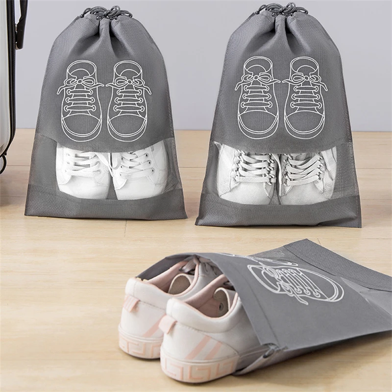 5/10pcs Shoes Storage Bag Non-woven Travel Portable Closet Bags Waterproof Pocket Clothing Classified Draw Hanging Bag