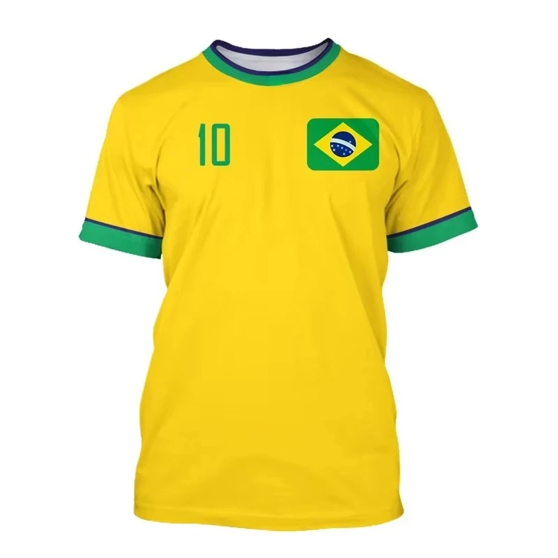 2026 Brazil Flag #10 T-Shirt Men Women Brazilian Soccer Graphic Tee Summer outdoor sports casual fashionable simple streetwear
