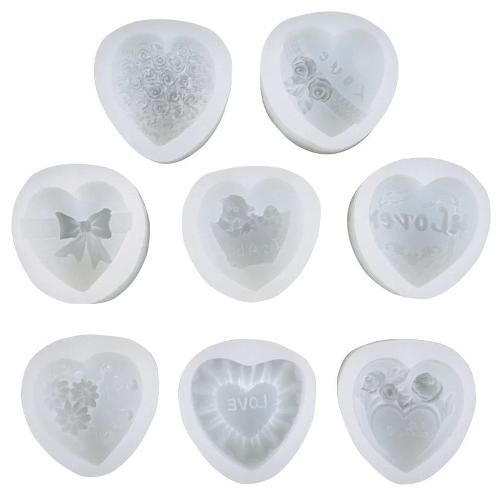 2023 Valentine\'s Day Candle Silicone Mold Heart-shaped DIY Candle Soap Mold Kitchen Chocolate Making Mould Jelly Pudding Baking